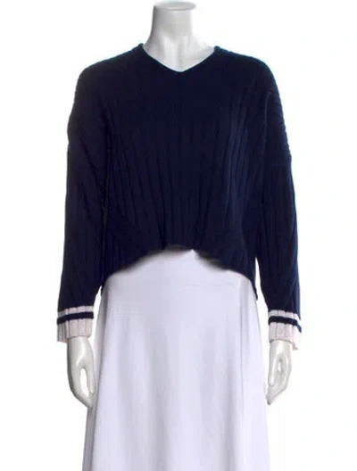 Pre-owned Rag & Bone Wool V-neck Sweater In Blue