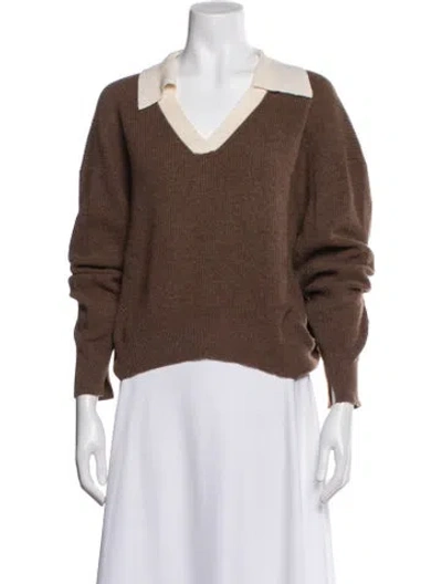 Pre-owned Rag & Bone Wool V-neck Sweater In Brown