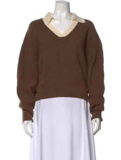 Pre-owned Rag & Bone Wool V-neck Sweater In Brown