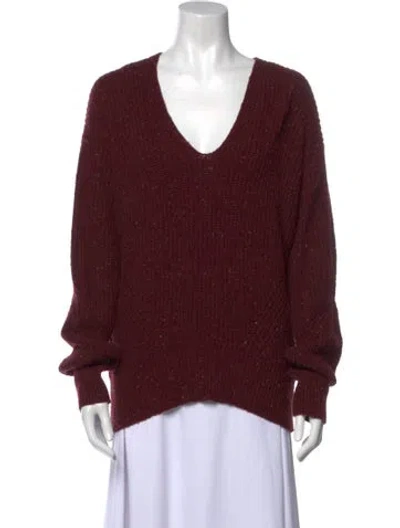Pre-owned Rag & Bone Wool V-neck Sweater In Burgundy