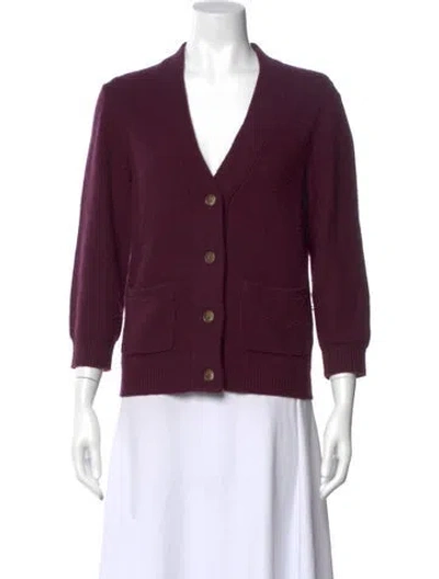 Pre-owned Rag & Bone Wool V-neck Sweater In Burgundy