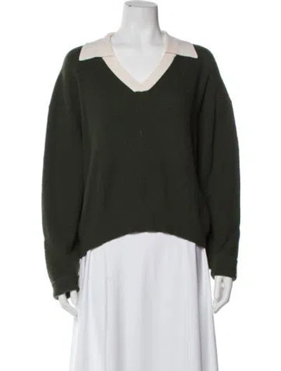 Pre-owned Rag & Bone Wool V-neck Sweater In Green