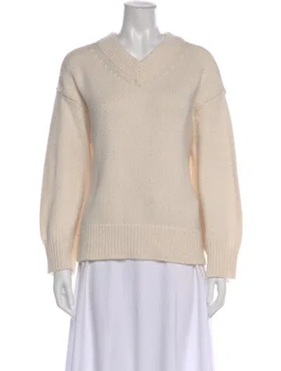 Pre-owned Rag & Bone Wool V-neck Sweater In Neutral