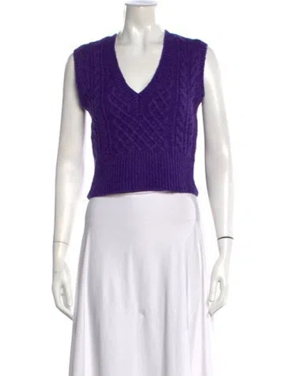 Pre-owned Rag & Bone Wool V-neck Sweater In Purple