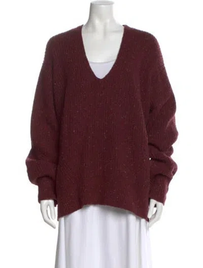Pre-owned Rag & Bone Wool V-neck Sweater In Red