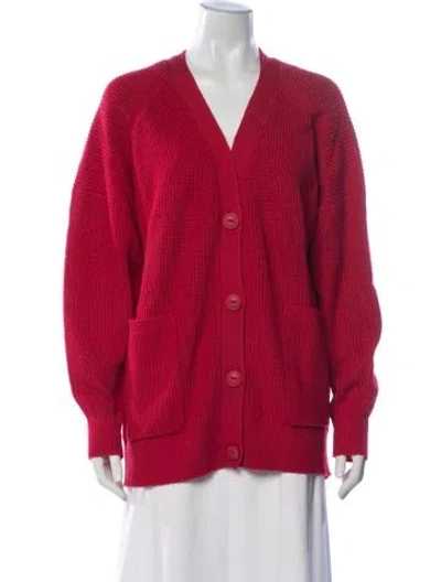 Pre-owned Rag & Bone Wool V-neck Sweater In Red