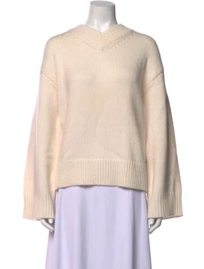 Pre-owned Rag & Bone Wool V-neck Sweater W/ Tags In Neutrals