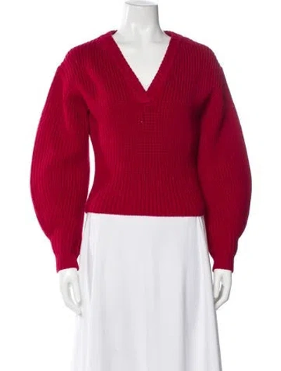 Pre-owned Rag & Bone Wool V-neck Sweater W/ Tags In Red