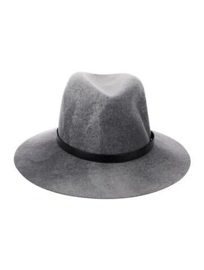 Pre-owned Rag & Bone Wool Wide Brim Fedora In Grey/white