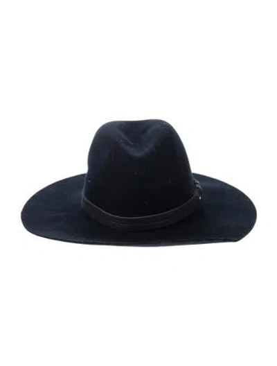 Pre-owned Rag & Bone Wool Wide Brim Fedora Hat In Blue