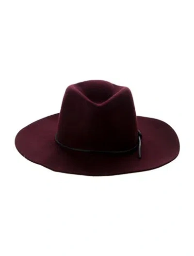 Pre-owned Rag & Bone Wool Wide Brim Fedora Hat W/tags In Burgundy