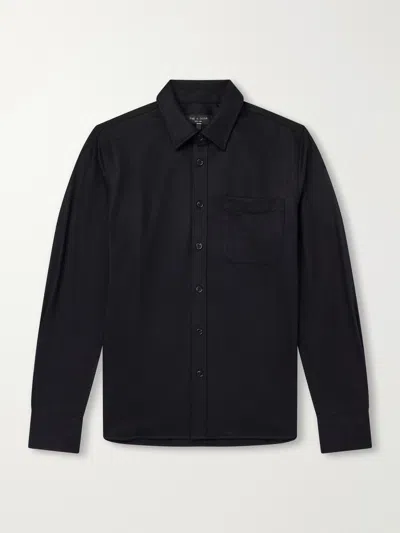 Rag & Bone Wool-blend Flannel Overshirt In Black