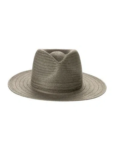 Pre-owned Rag & Bone Woven Fedora Hat In Green