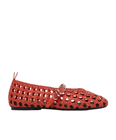 Rag & Bone Orange Spire Woven Mary Jane Faux-leather Flats In Red