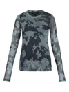 Rag & Bone Yana Printed Mesh Long Sleeve Tee Silver Multi In Gray