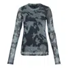 Rag & Bone Yana Printed Mesh Long Sleeve Tee Silver Multi In Gray