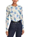 Rag & Bone Yana Printed Mesh Long Sleeve Tee In White