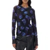 Rag & Bone Yana Printed Mesh Long Sleeve Tee In Blue