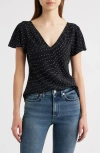 Rag & Bone Yvonne Print Flutter Sleeve Top In Black