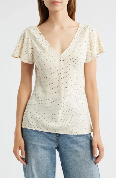 Rag & Bone Yvonne Print Flutter Sleeve Top In Neutral