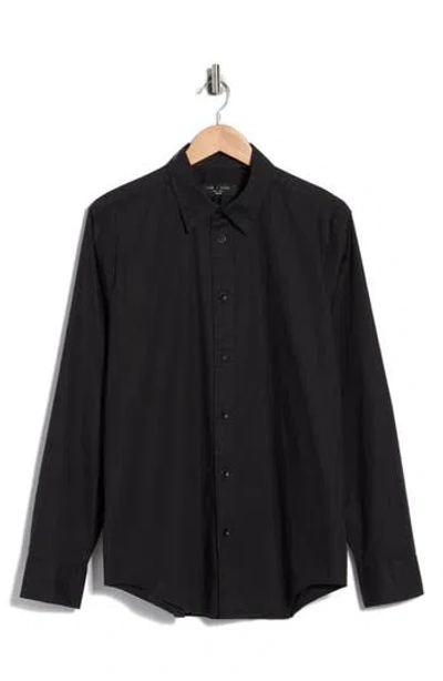 Rag & Bone Zane Stretch Cotton Button-up Shirt In Black