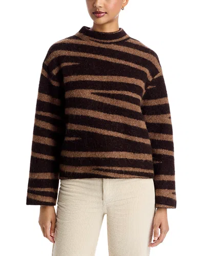 Rag & Bone Zebra Alpaca & Wool Mock Neck Sweater In Brown