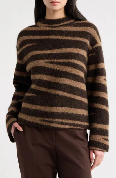 Rag & Bone Zebra Mock Neck Sweater In Brown