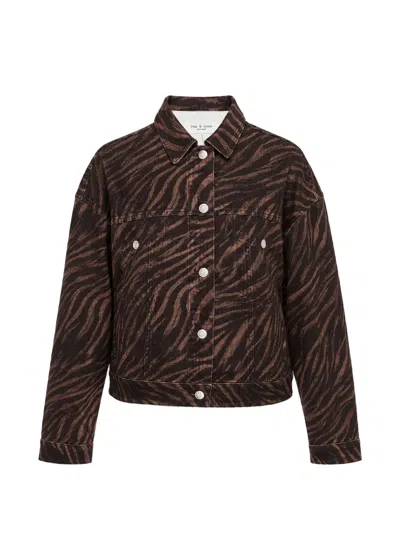 Rag & Bone Zebra-print Denim Jacket In Black