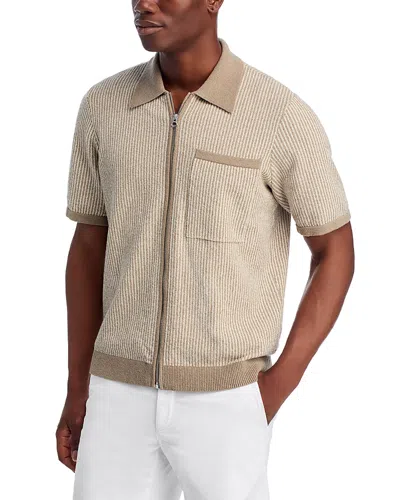 Rag & Bone Zuma Jacquard Short Sleeve Zip Sweater Polo In Neutral