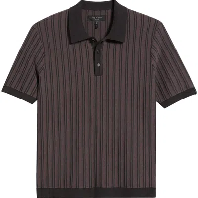 Rag & Bone Zuma Stripe Terry Cloth Polo In Gray