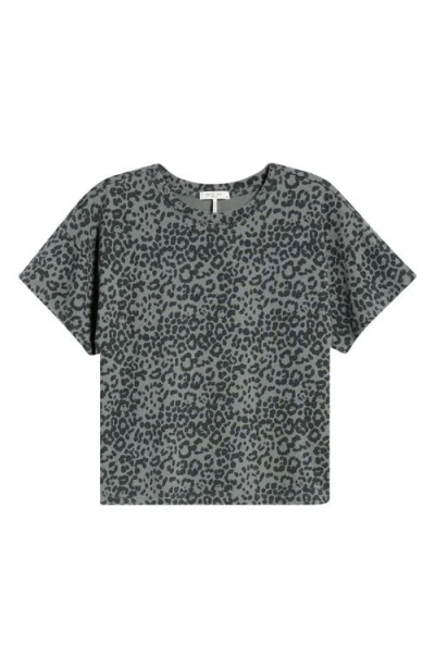 Rag & Bone All Over Leopard Kelly Boxy Tee In Washed Black