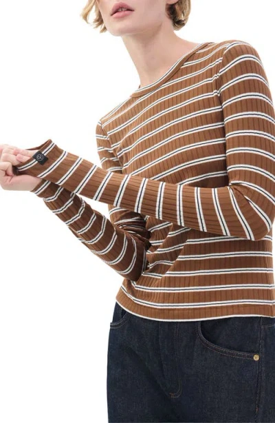 Rag & Bone /jean Luca Rib Stripe Long Sleeve T-shirt In Brown