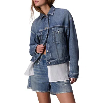 Rag & Bone /jean Miramar Trompe L'oeil Faux Denim Terry Trucker Jacket In Blue