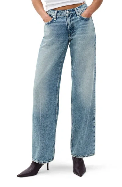 Rag & Bone /jean Saige Low Rise Wide Leg Jeans In Blue