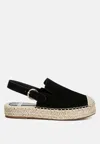 Rag & Co Women's Affie Genuine Suede Slingback Strap Espadrilles In Black In Black