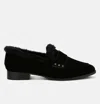 Rag & Co Allie Fur Trim Suede Loafers In Black