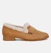 Rag & Co Allie Fur Trim Suede Loafers In Brown