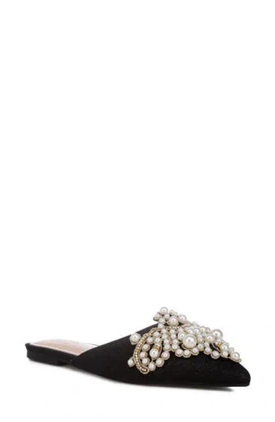 Rag & Co Astre Embellished Pointed Toe Mule In Black
