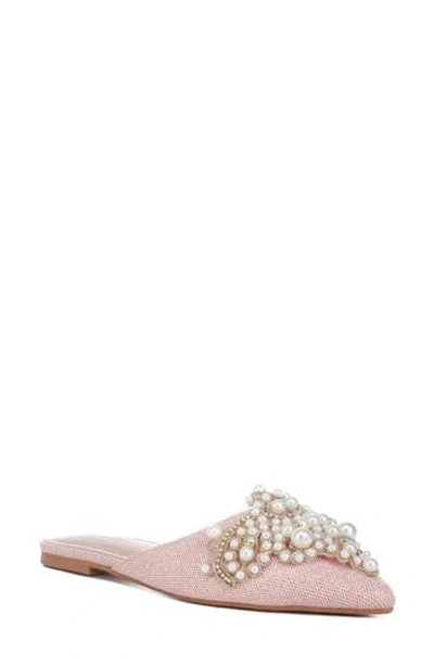 Rag & Co Astre Embellished Pointed Toe Mule In Blush