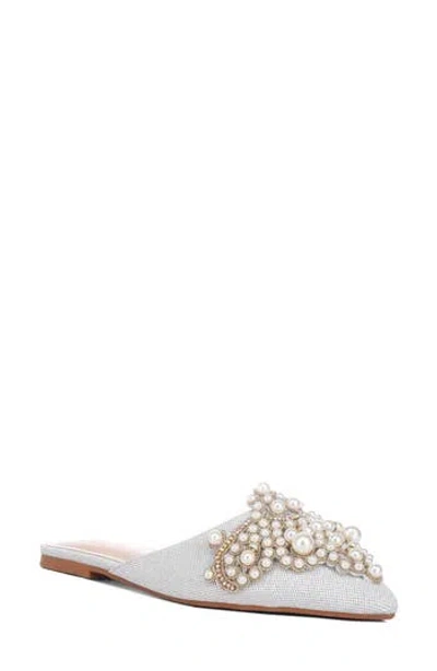 Rag & Co Astre Embellished Pointed Toe Mule In Silver