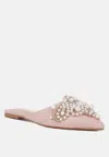 Rag & Co Women's Pink / Purple Astre Pearl Embellished Shimmer Mules In Blush In Pink