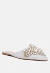 Rag & Co Astre Embellished Delicate Pearl Mules In White In White