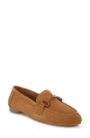 Rag & Co Women's Brown Awen Monochromatic Horsebit Real Suede Loafers In Tan