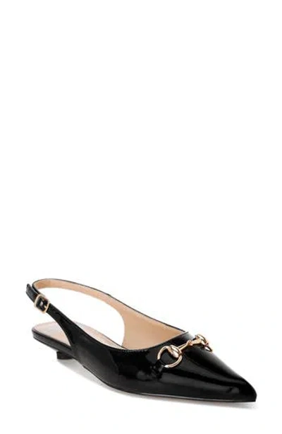 Rag & Co Bell Flower Leather Slingback Pump In Black Patent