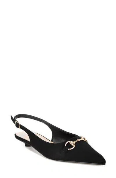 Rag & Co Bell Flower Leather Slingback Pump In Black Suede