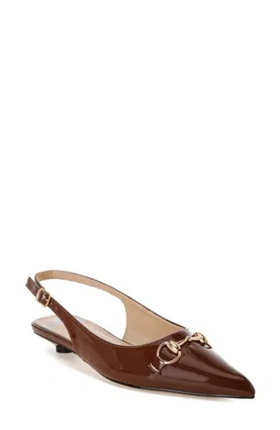 Rag & Co Bell Flower Leather Slingback Pump In Brown Patent