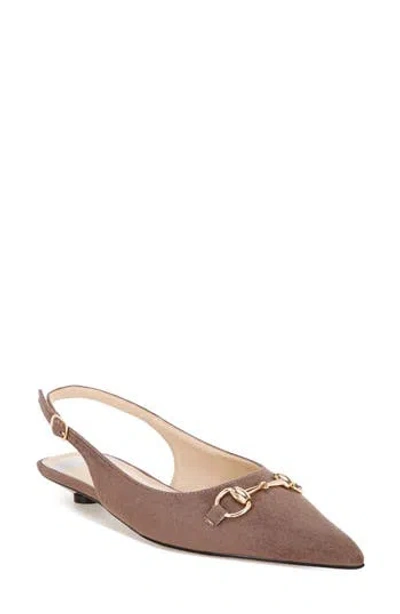 Rag & Co Bell Flower Leather Slingback Pump In Taupe Suede