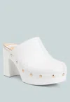 RAG & CO BENJI RECYCLED LEATHER CLOGS IN WHITE