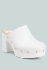 Rag & Co Benji Recycled Leather Clogs In White In White