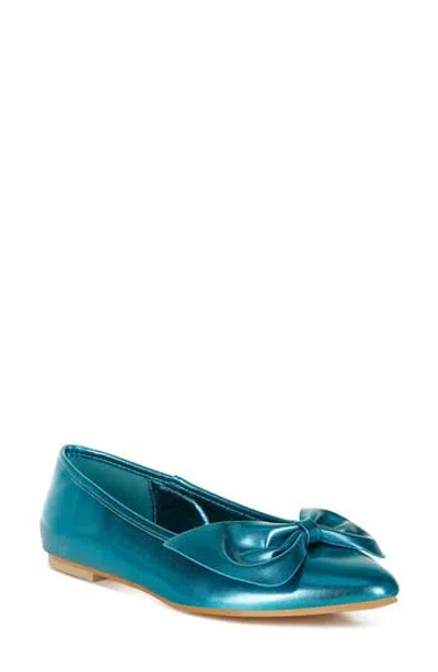 Rag & Co Bromelia Water Repellent Bow Flat In Blue